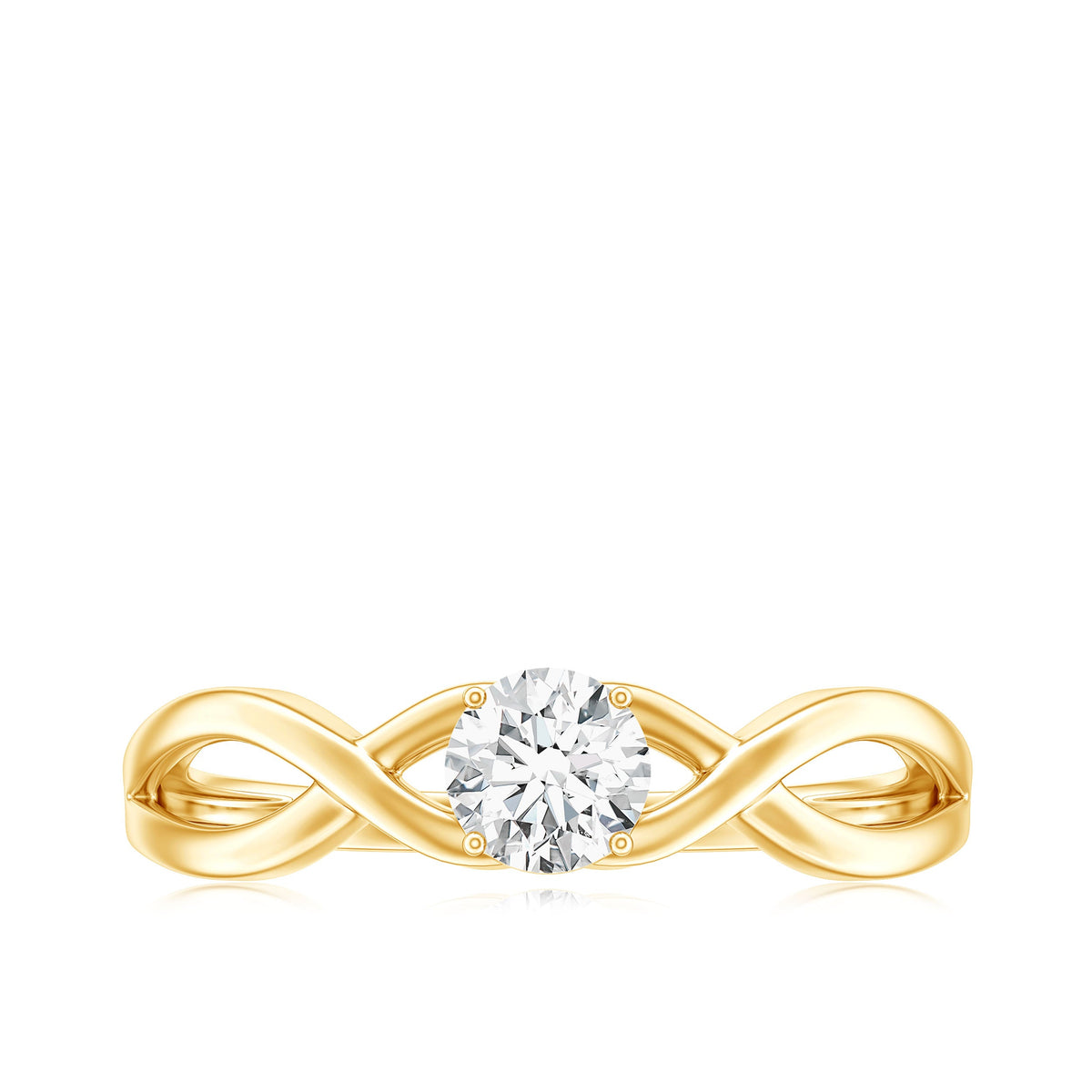 Round Lab Grown Diamond Solitaire Promise Ring in Crossover Shank