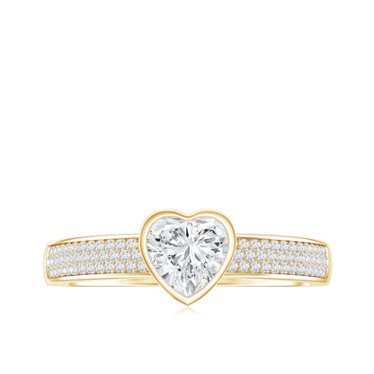 Heart Shape Lab Grown Diamond Solitaire Ring with Side Stones