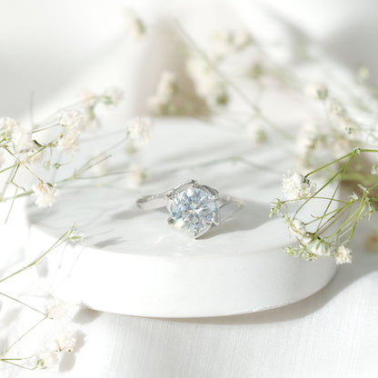 2 Carat Moissanite Floral Engagement Ring with Bypass Shank