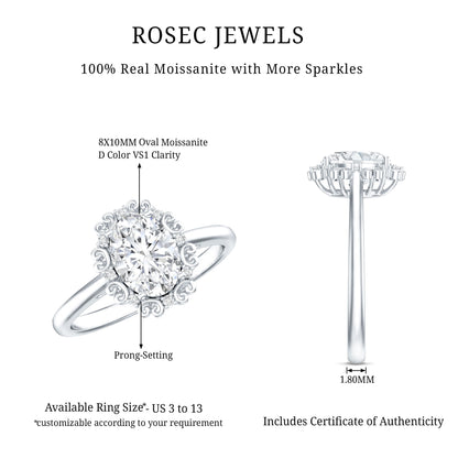 Womens 3.5 Carat Moissanite Vintage Style Engagement Ring