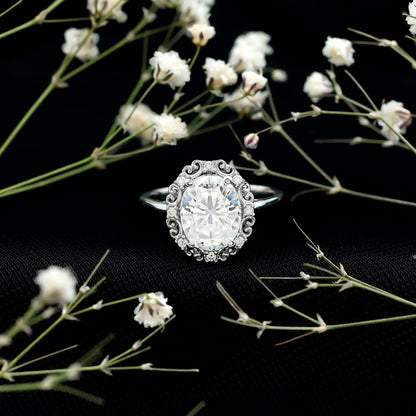 Womens 3.5 Carat Moissanite Vintage Style Engagement Ring