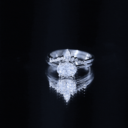 1.2 Carat Oval Shaped Moissanite East West Engagement Ring with Band
