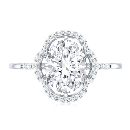 Certified 2 Carat Moissanite Vintage Inspired Engagement Ring in Silver