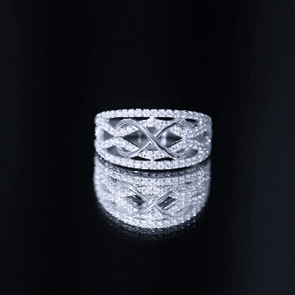 Designer Moissanite Infinity Anniversary Band in Silver