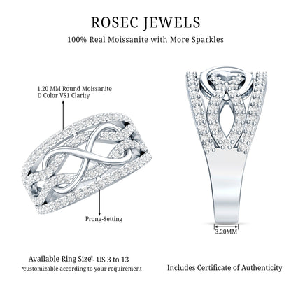 Designer Moissanite Infinity Anniversary Band in Silver