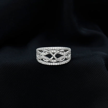 Designer Moissanite Infinity Anniversary Band in Silver