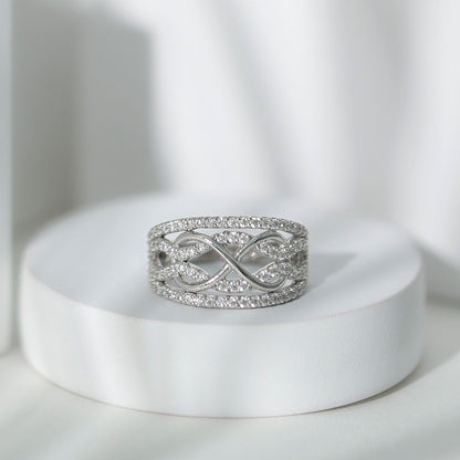 Designer Moissanite Infinity Anniversary Band in Silver