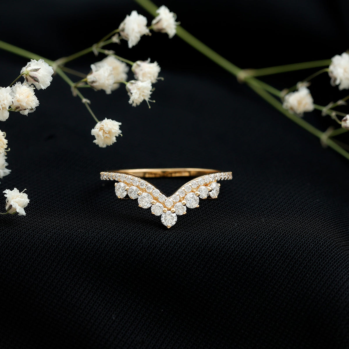 Moissanite Engagement Enhancer Contour Wedding Band Stack