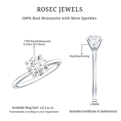 Peg Headset Solitaire Moissanite Ring for Women