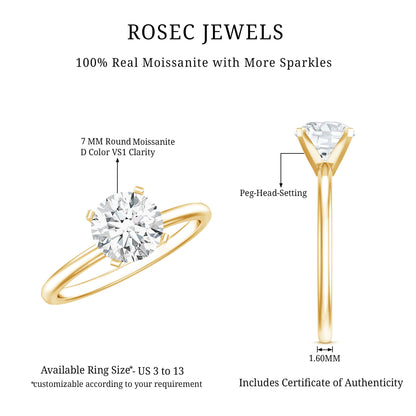 Peg Headset Solitaire Moissanite Ring for Women