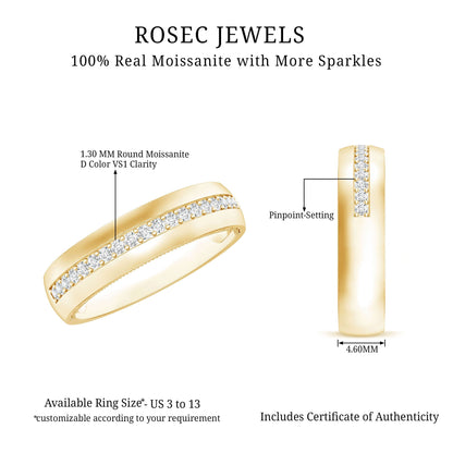 Certified Moissanite Classic Wedding Band Ring