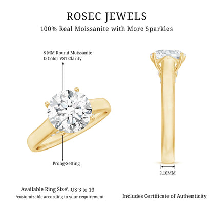 Solitaire Cathedral Engagement Ring with Brilliant Cut Moissanite