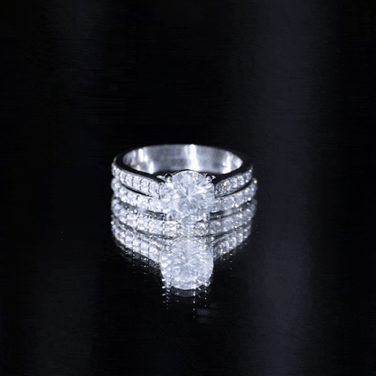 3 CT Cushion Cut Moissanite Solitaire Engagement Ring with Wedding Band