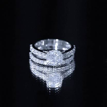 3 Carat Prong Set Moissanite Solitaire Engagement Ring with Wedding Band