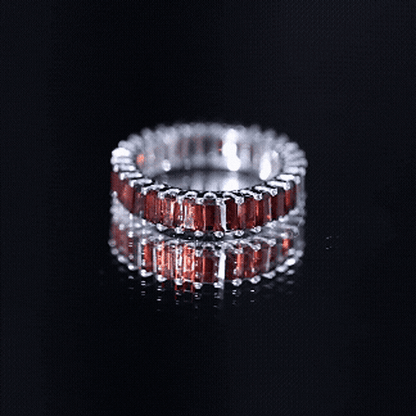 Certified Natural Baguette Garnet Eternity Band Ring