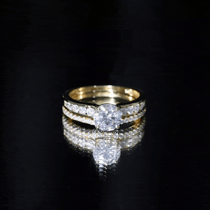 Certified 2 Carat Moissanite Engagement Ring with Wedding Band