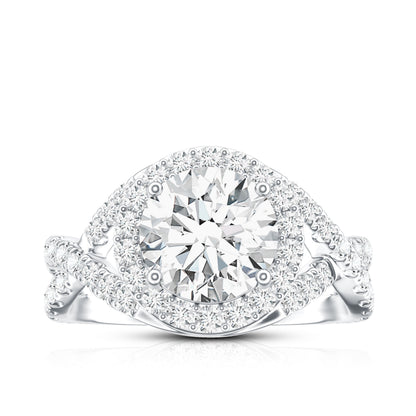 Round Moissanite Crossover Engagement Ring for Women