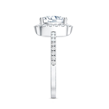 3 Carat Cushion Cut Moissanite Halo Engagement Ring for Women