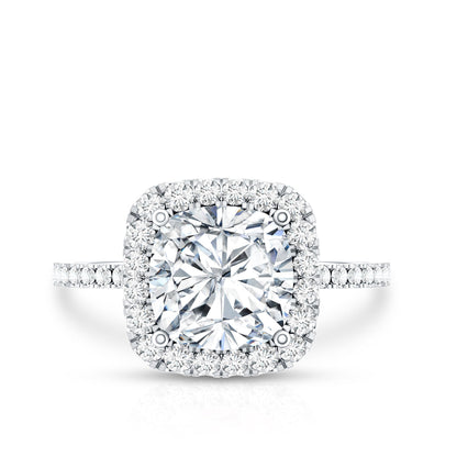 3 Carat Cushion Cut Moissanite Halo Engagement Ring for Women