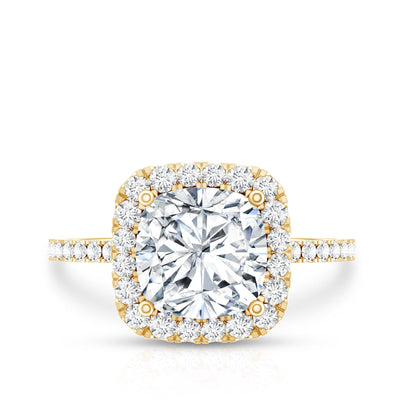 3 Carat Cushion Cut Moissanite Halo Engagement Ring for Women