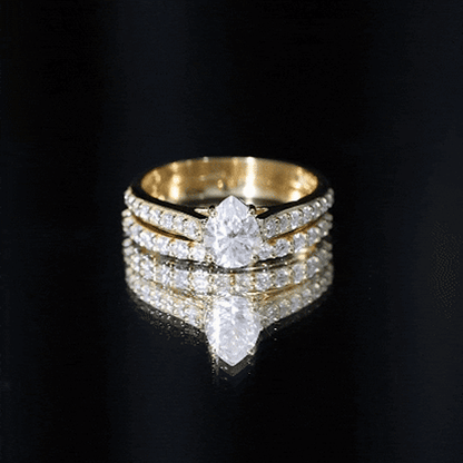 Certified 1 Carat Moissanite Pear Shaped Engagement Ring with Enhancer
