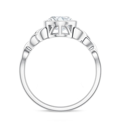 Solitaire Moissanite Celtic Engagement Ring in Bezel Setting