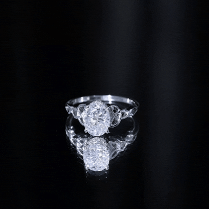 Certified 2 Carat Oval Moissanite Hidden Halo Engagement Ring