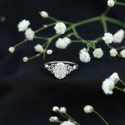 Certified 2 Carat Oval Moissanite Hidden Halo Engagement Ring