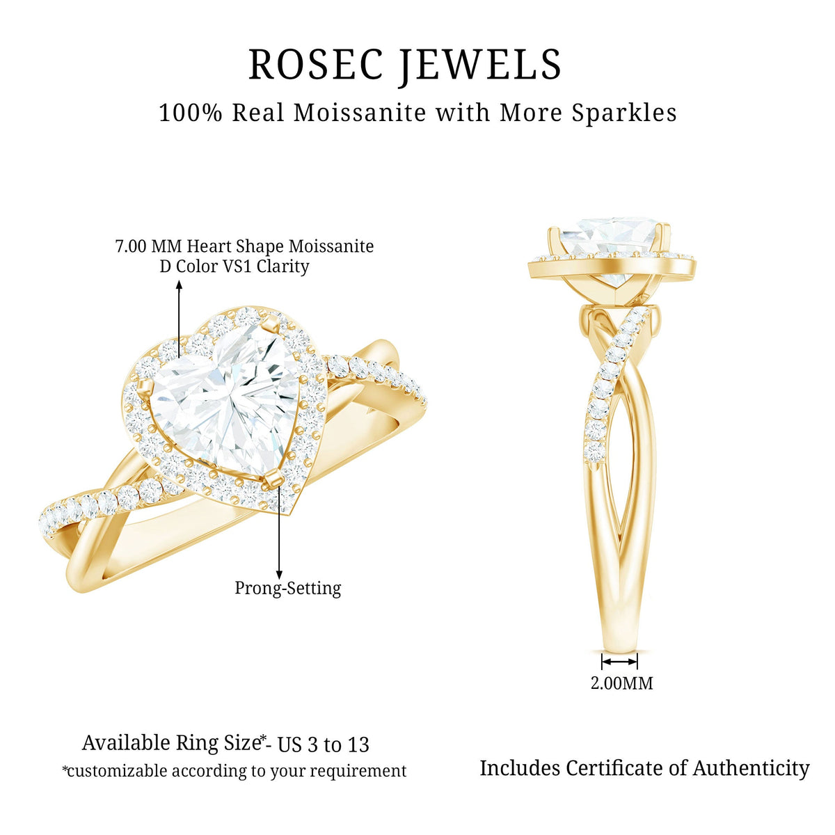 Heart Shape Moissanite Halo Engagement Ring with Criss Cross Band