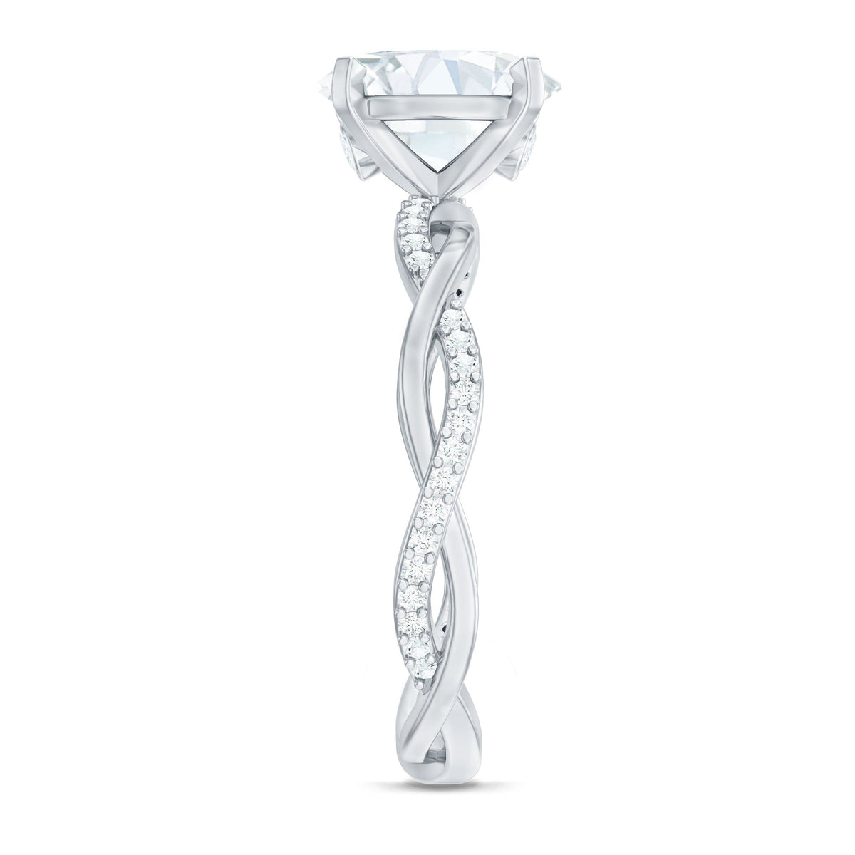 Oval Shape Moissanite Solitaire Engagement Ring in Braided Shank