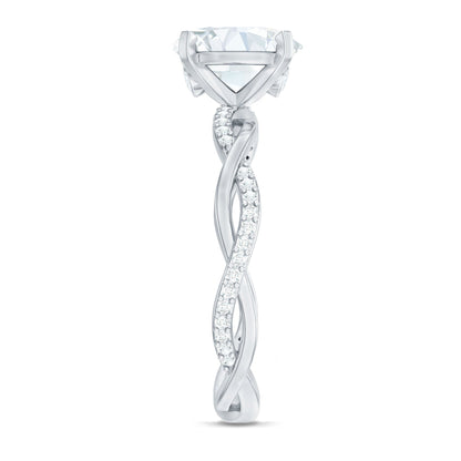 Oval Shape Moissanite Solitaire Engagement Ring in Braided Shank