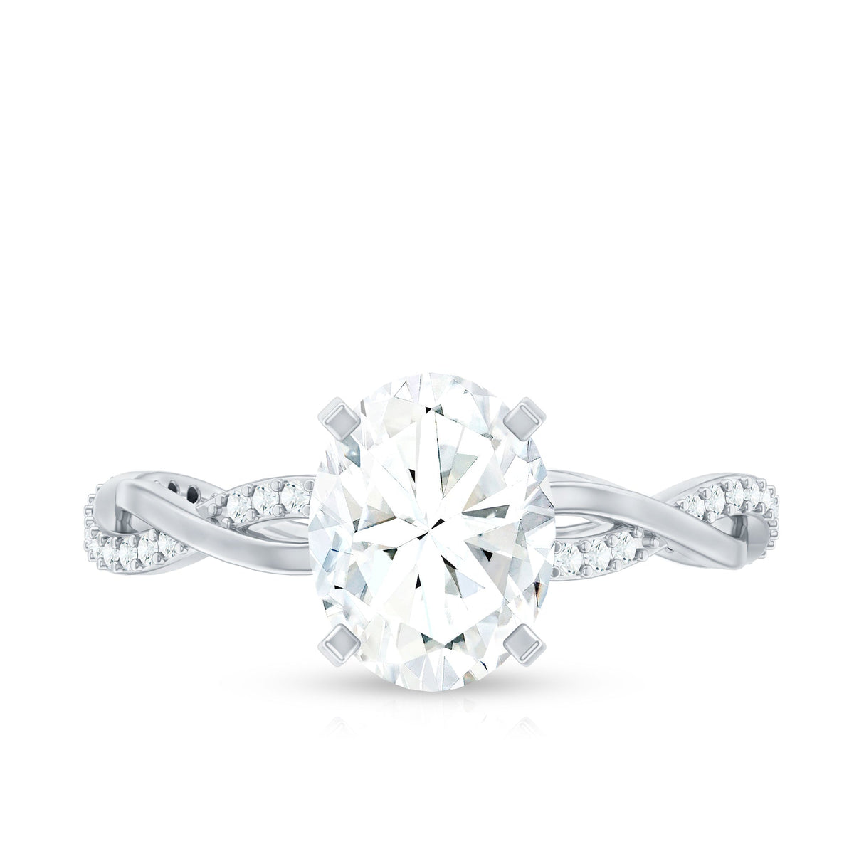Oval Shape Moissanite Solitaire Engagement Ring in Braided Shank