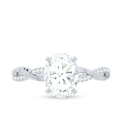 Oval Shape Moissanite Solitaire Engagement Ring in Braided Shank