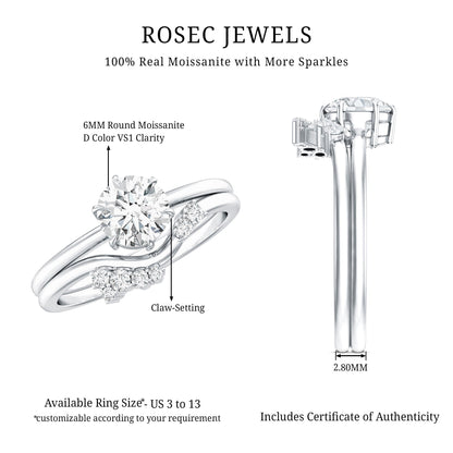 Solitaire Moissanite Wedding Ring Set for Her