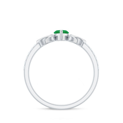 Natural Marquise Emerald Diamond Promise Ring with Celtic Knot