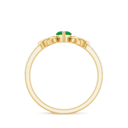 Natural Marquise Emerald Diamond Promise Ring with Celtic Knot