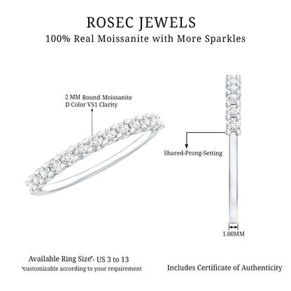 Moissanite Half Eternity Ring in Shared Prong Setting