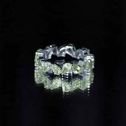 Natural Pear Shape Peridot Eternity Ring for Women