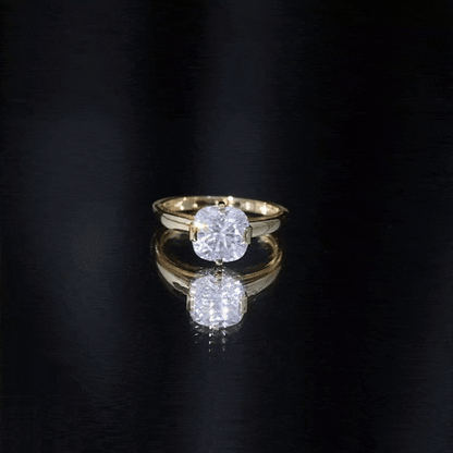 3 Carat Cushion Cut Moissanite Solitaire Engagement Ring with Certificate