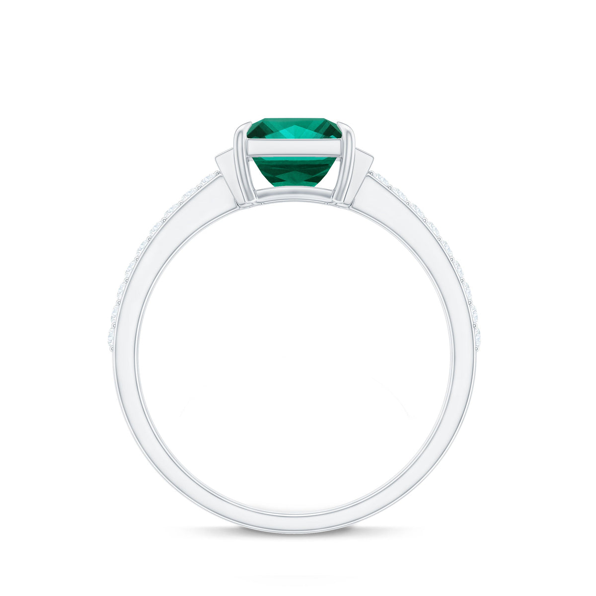 Lab Grown Emerald Diamond 3 Stone Engagement Ring with Certificate