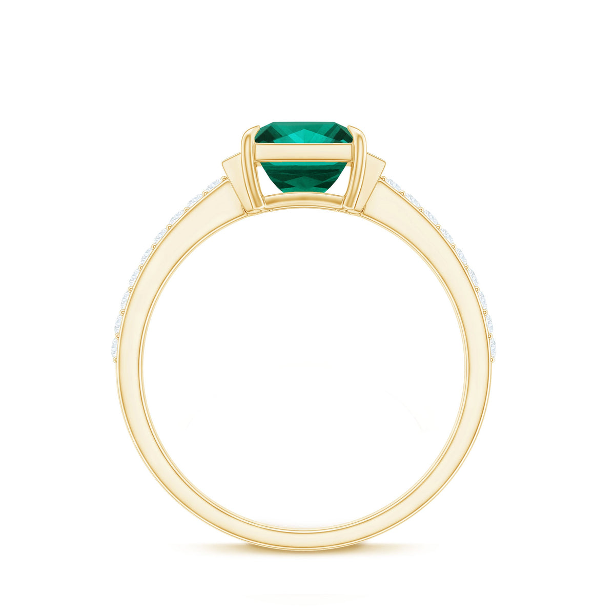 Lab Grown Emerald Diamond 3 Stone Engagement Ring with Certificate