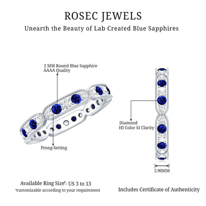 Certified Lab Grown Blue Sapphire Diamond Eternity Ring for Anniversary