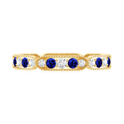 Certified Lab Grown Blue Sapphire Diamond Eternity Ring for Anniversary