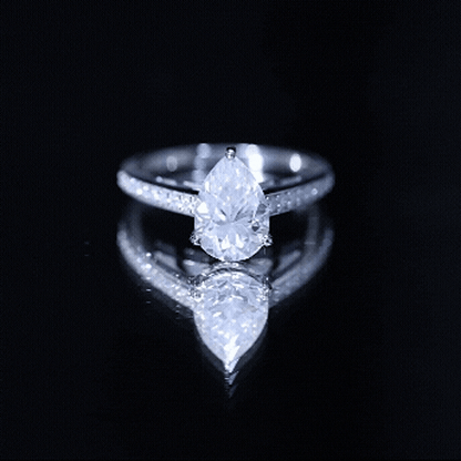 Classic Pear Cut Moissanite Solitaire Engagement Ring With Side Stones