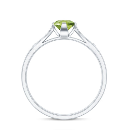 Natural 0.5 Carat Peridot Promise Ring with Diamond