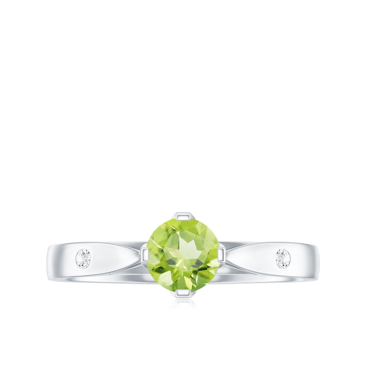 Natural 0.5 Carat Peridot Promise Ring with Diamond