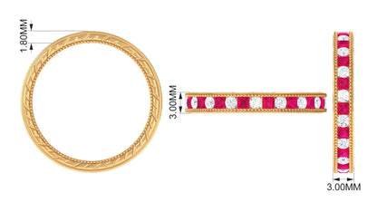 Certified Natural Princess Cut Ruby Eternity Ring with Moissanite