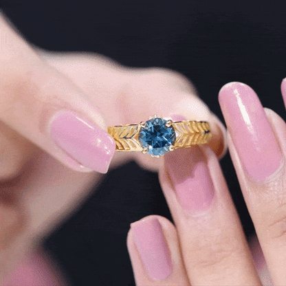 1.3 Carat Round London Blue Topaz Solitaire Engagement Ring with Certificate