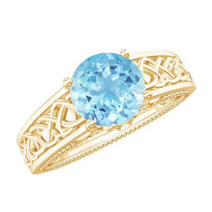 Vintage Looking Aquamarine Engagement Ring with Diamond