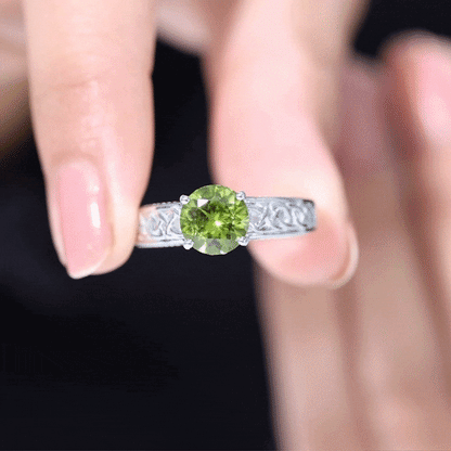 Real 2 Carat Peridot Celtic Knot Engagement Ring with Surprise Diamond